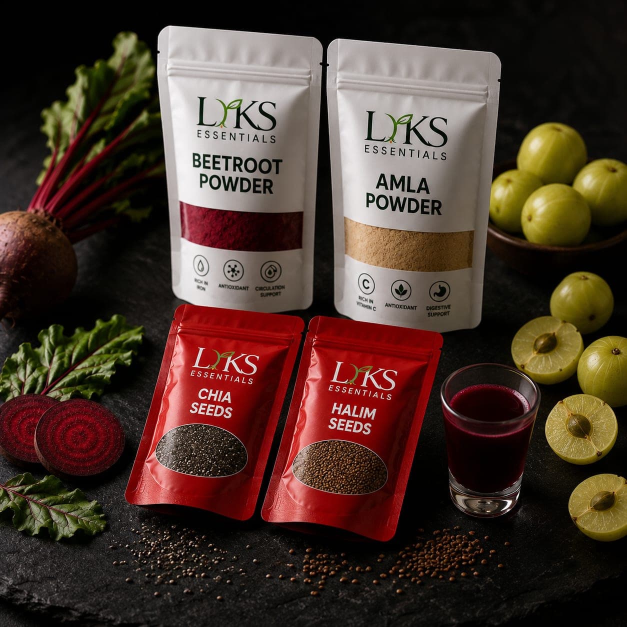 Vampire Shots — Beetroot + Chia + Amla+Halim Combo